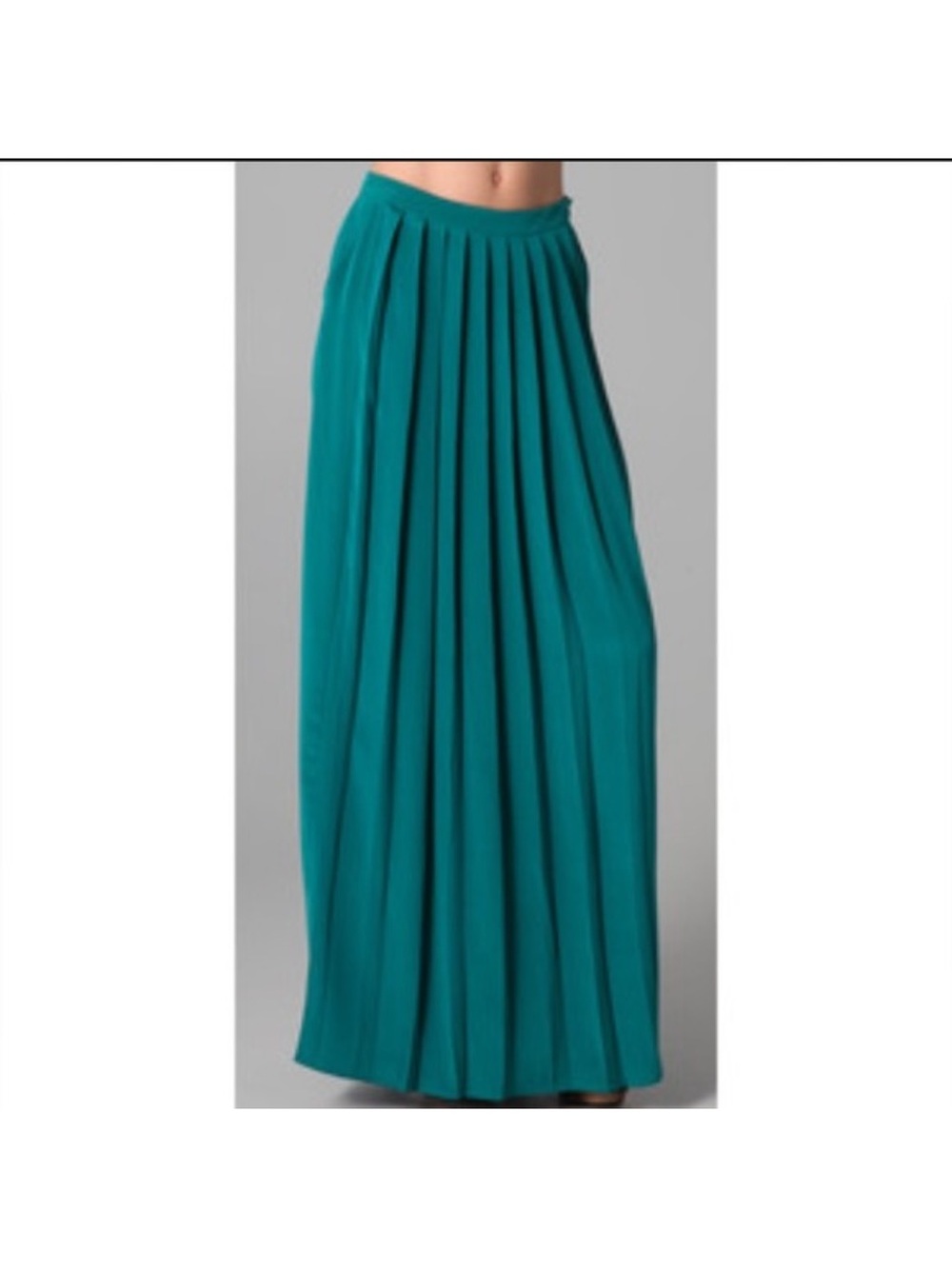 Tibi Teal Pleated Silk Maxi Skirt Sz 8